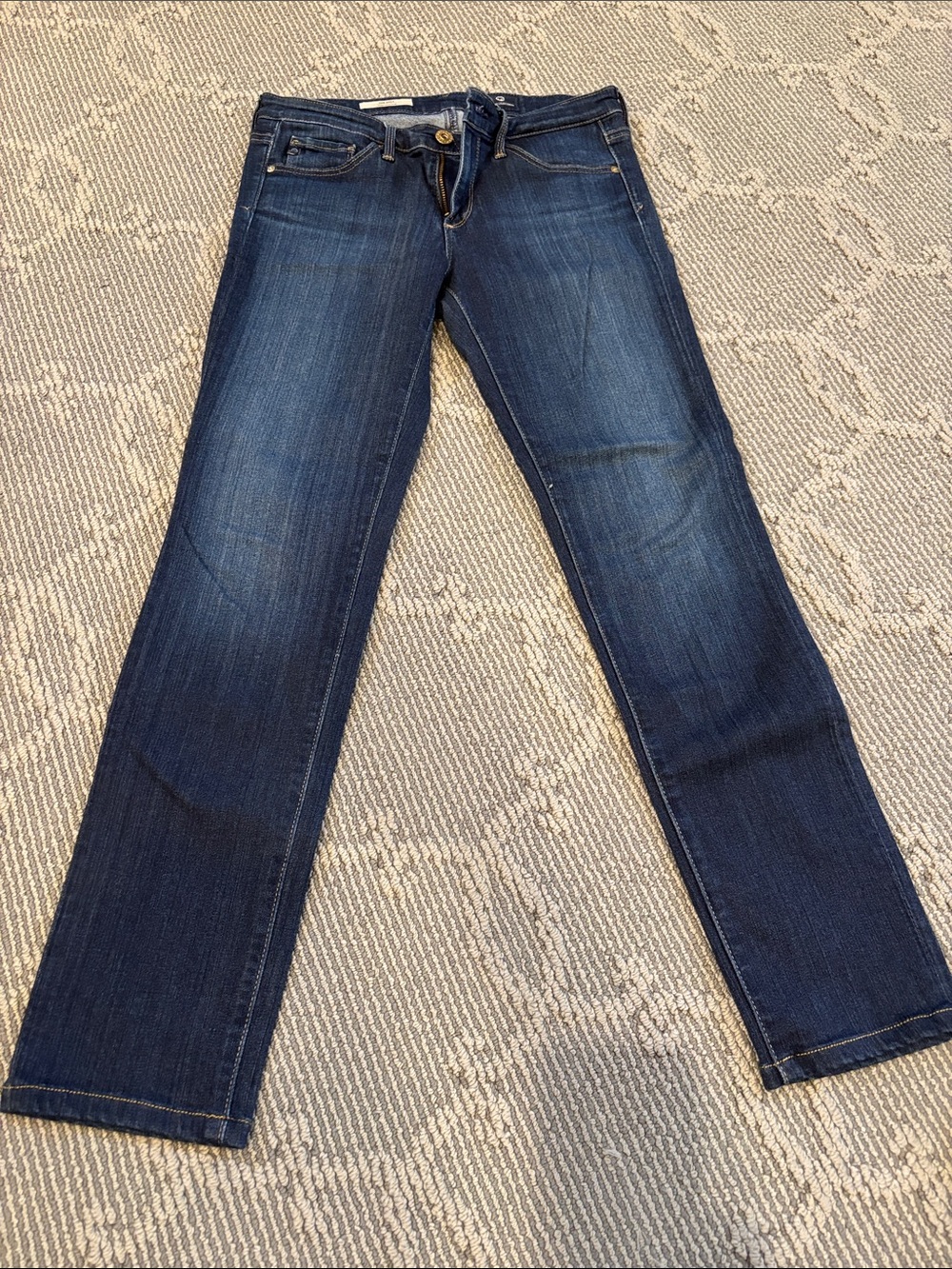 Ag Adriano Goldschmied Dark Blue Straight Leg Jeans